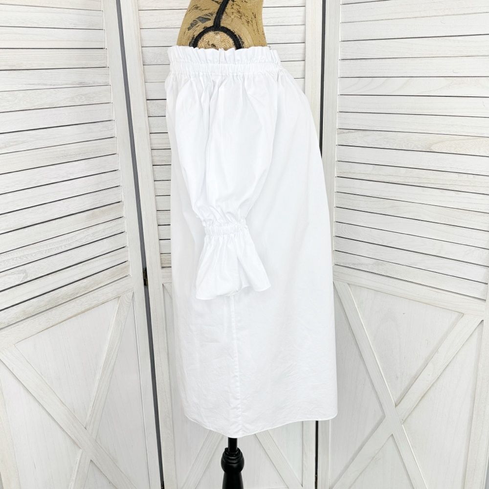 Alice + Olivia Paolo Smocked Off Shoulder‎ Tunic Dress White XS Mini Cotton - Picture 5 of 14